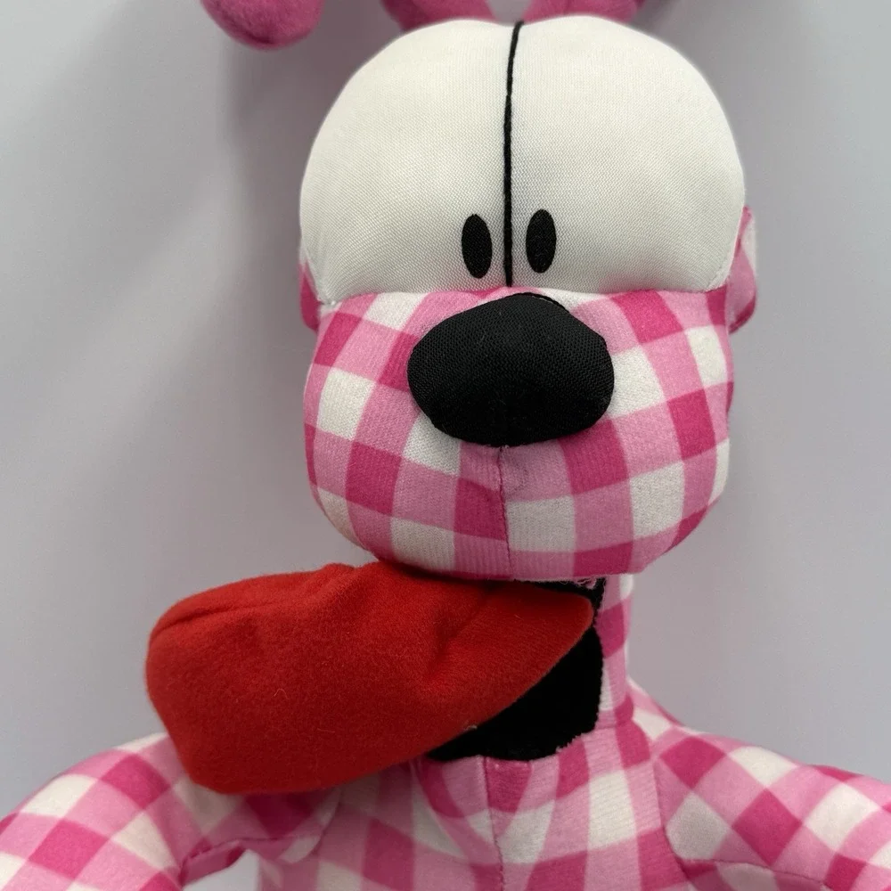 Garfield‎ Odie Plush Pink Gingham Check Dog 2009 Toy Factory PAWS Licensed